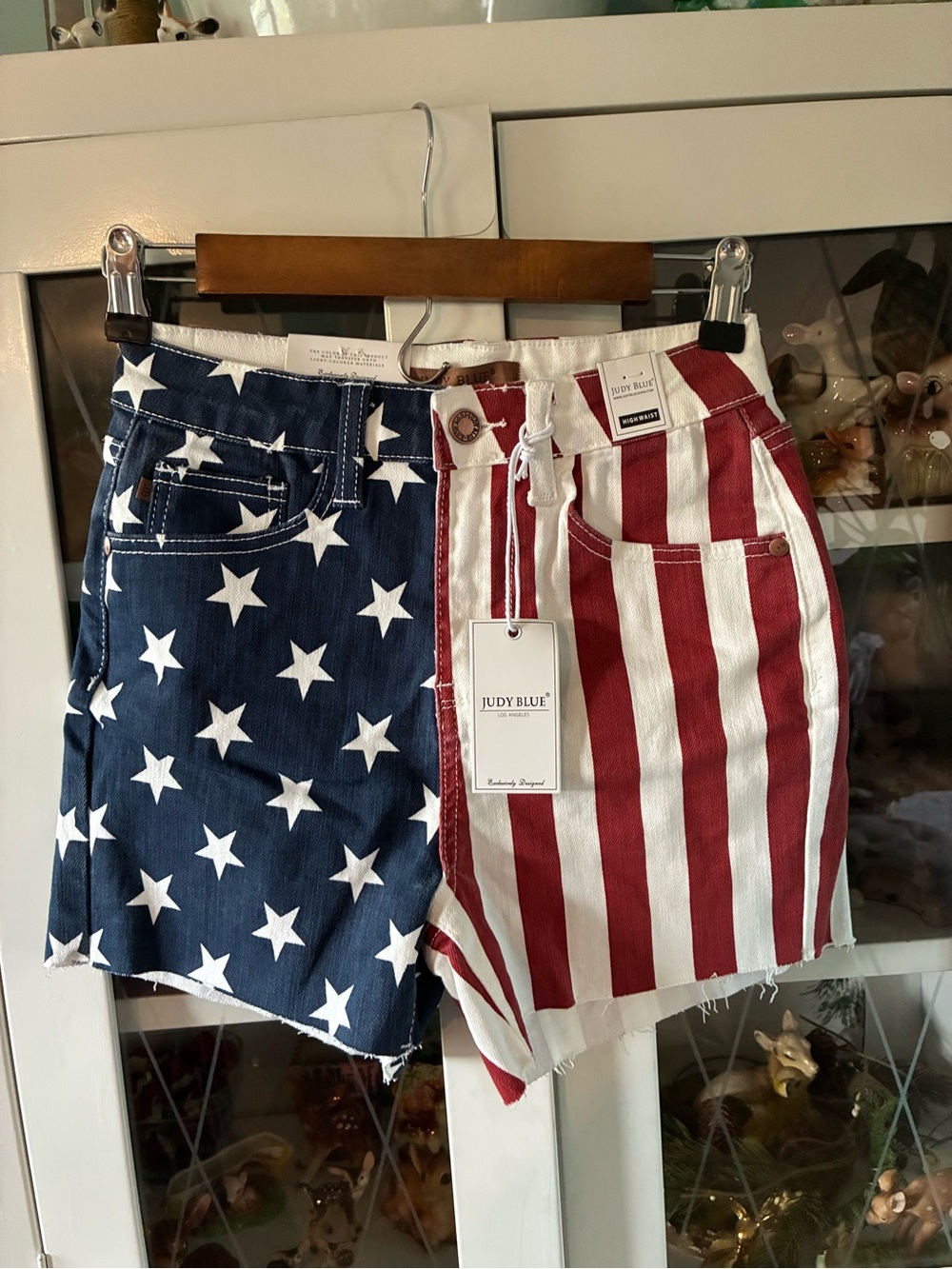 Judy Blue sz S American Flag Jean Shorts - Red & Blue NWT high waisted